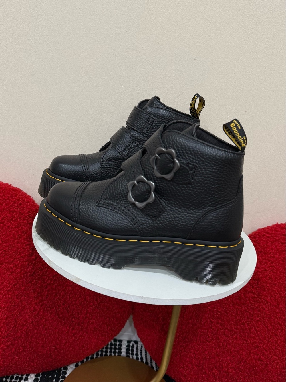 Dr. Martens Women’s Black Leather Platform Buckle Boots US 8 EU 39